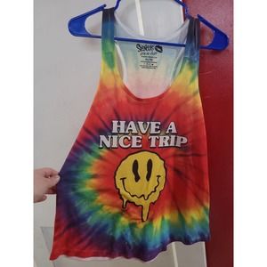 Spencer Tie Dye Have A Nice Trip Happy Face Tank Top Unisex XL